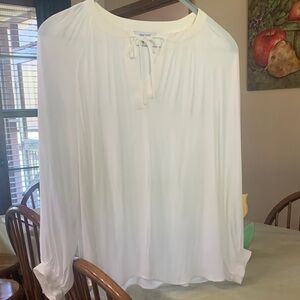 Nine West Ivory Tie-Neck Long Sleeve Blouse